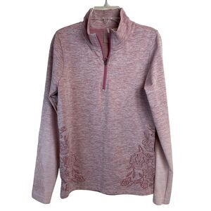 Calia Women’s M Rose Pink 1/4 Zip Athletic Pullover Laser Cutout Long Sleeve